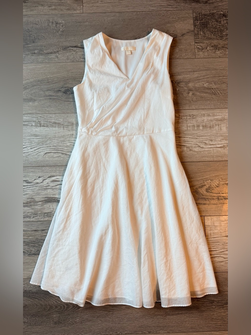 Ann Taylor White Fit & Flare Dress Sleeveless Peplum Cotton Blend Size 4